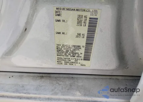 2013 Nissan Altima 2.5 Sv из США, поврежденный, VIN 1N4AL3AP1DC176428